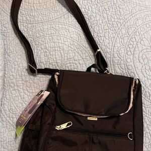 Travelon Black Travel Bag with Adjustable Straps and Metallic Accents